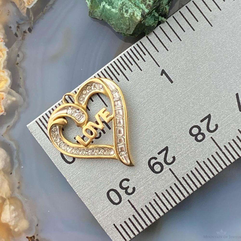 10K Yellow Gold Diamonds LOVE Heart Shape Pendant Necklace For Women - Picture 8 of 9